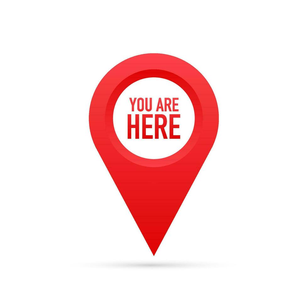 Red You Are Here Location Pointer Pin. Vector stock illustration