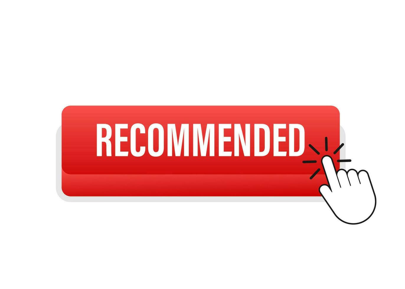 Recommend button. White label recommended on red background. Vector stock illustration