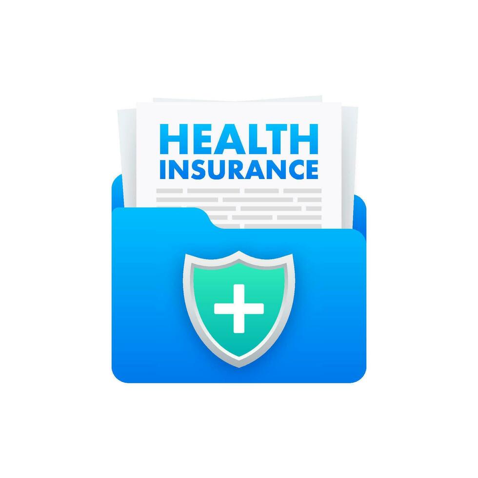 Health insurance concept. Medical document, clipboard Vector illustration