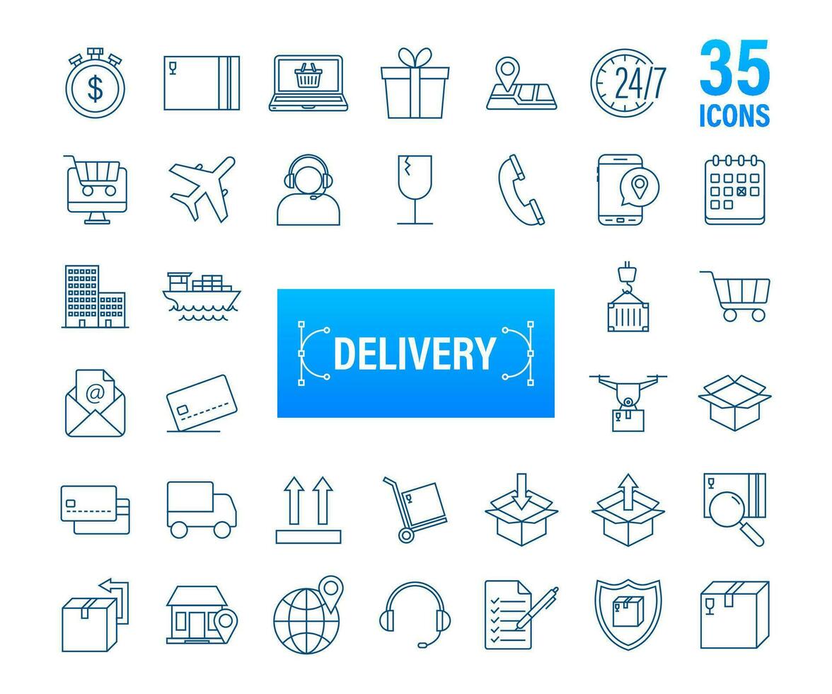 Set with delivery icon. Delivery service. Fast courier. Truck icon set. Vector stock illustration