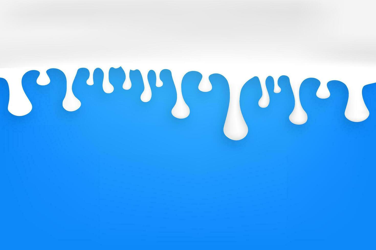 Milk splash and drops round shape top view blue background. Vector stock illustration