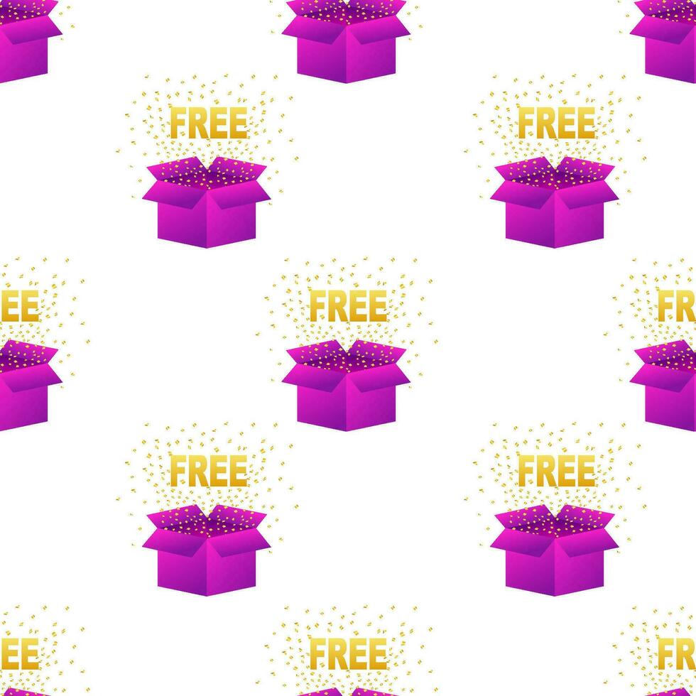 White Free box pattern on light background. Surprise present. Vector stock illustration