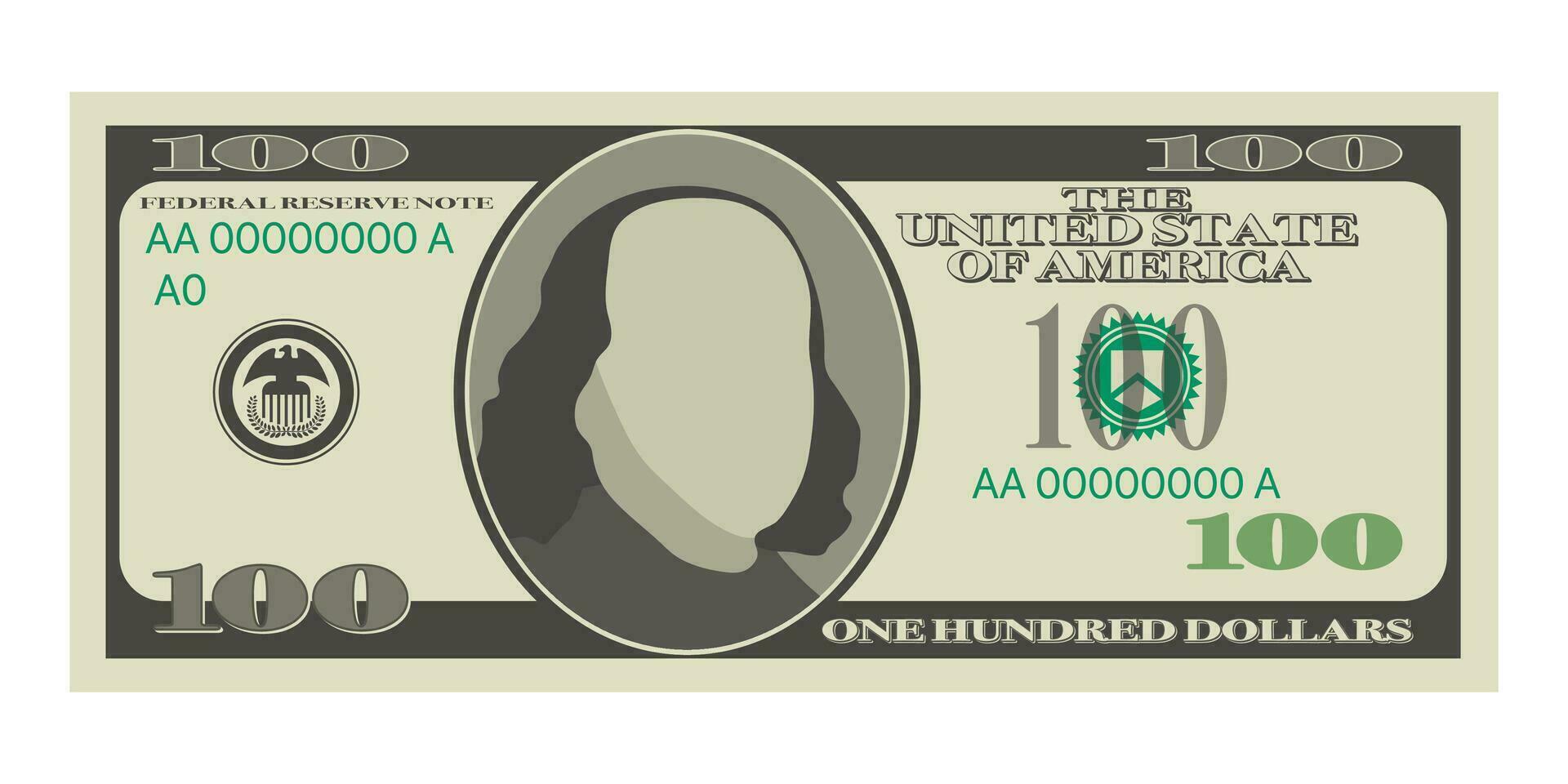 Hundred dollar bill on white background. Money. Vector stock illustration