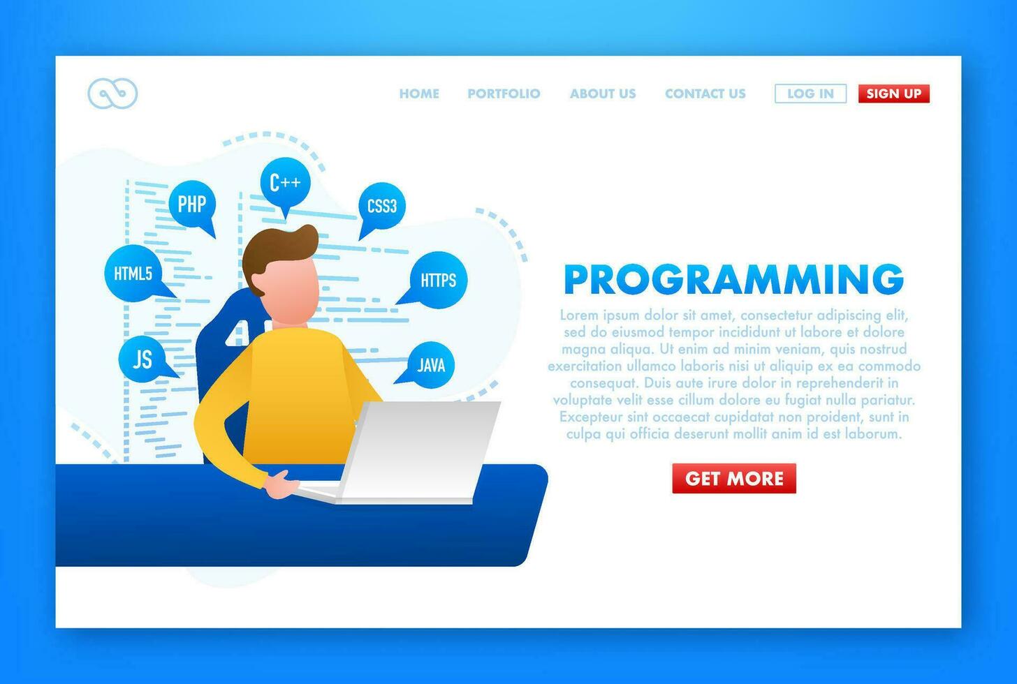 Illustration with programming for site design. Web ui design. Vector illustration