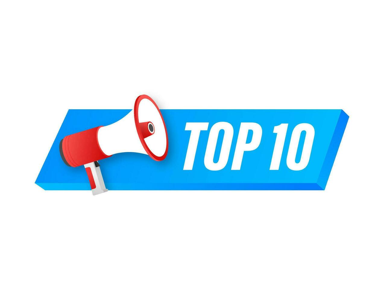 Top 10   Top Ten colorful label on white background. Vector stock illustration.