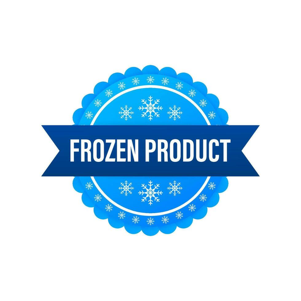 Blue frozen product on white background. Food logo. Vector stock illustration