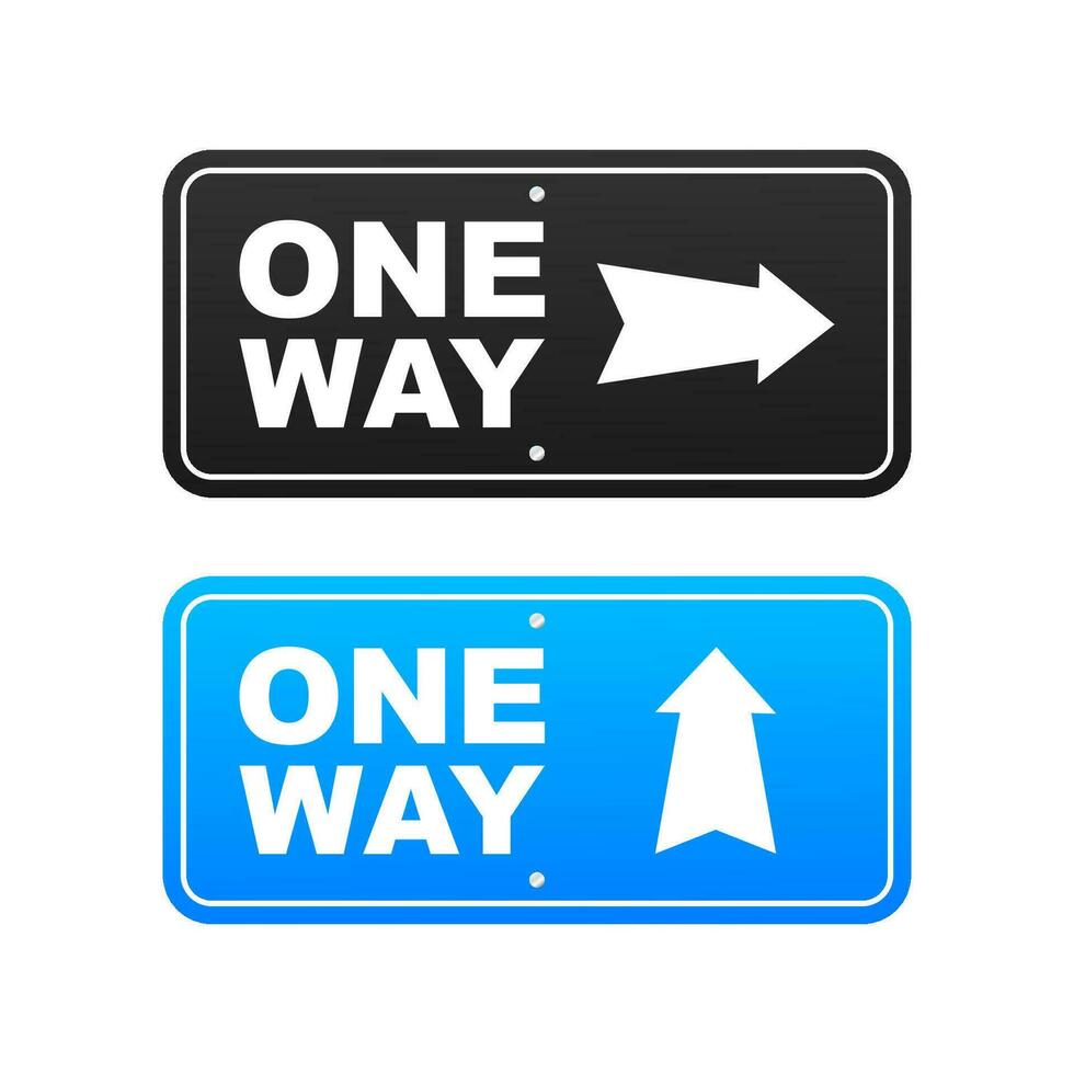 One way. Black icon on white backdrop. Safety concept. Arrow icon. Information sign. Vector stock illustration