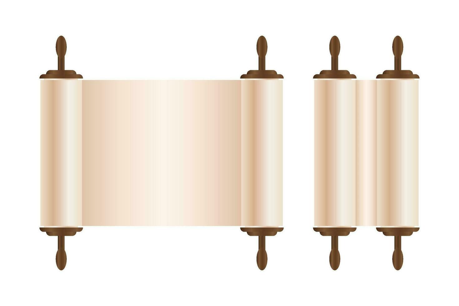 Rolled old papyrus file mockup. Realistic illustration of rolled old papyrus file. Vector stock illustration.