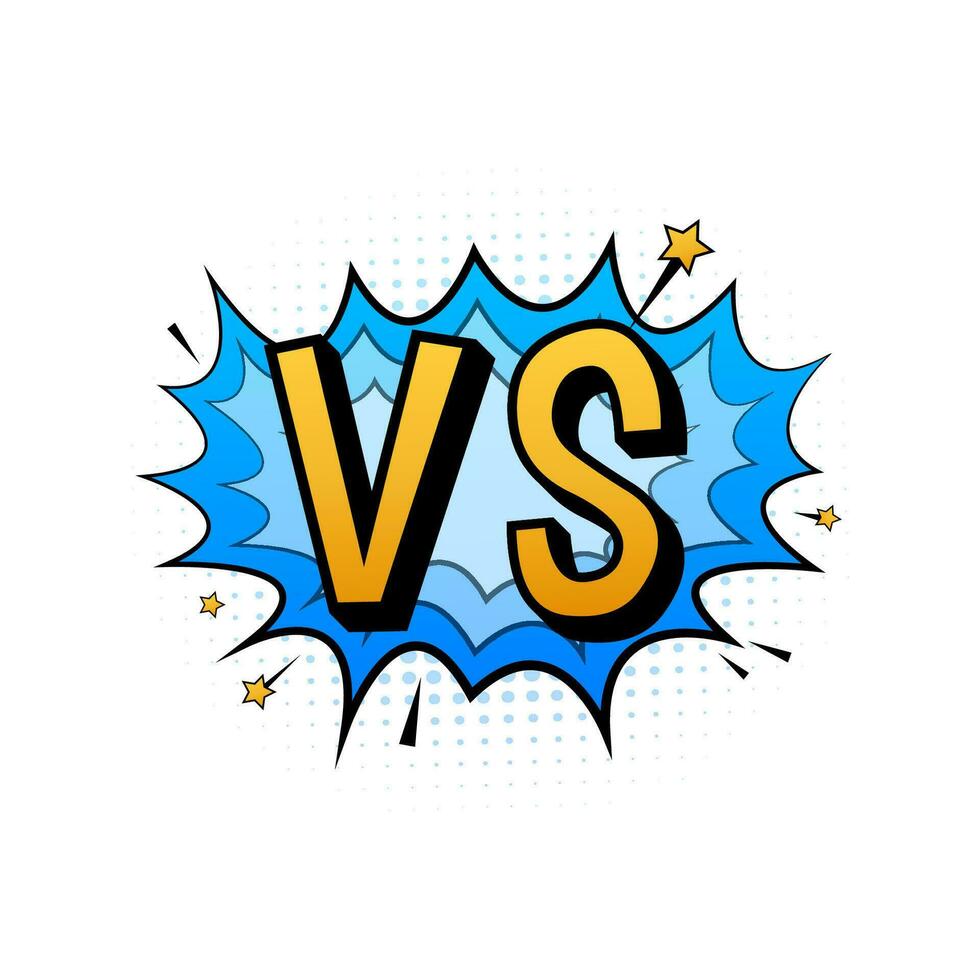 Fight comic speech bubble with expression text VS or versus. Vector stock illustration.