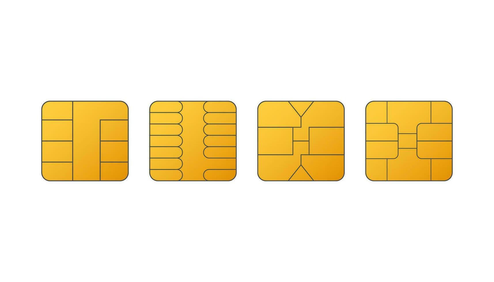 Mobile Cellular Phone Sim Card Chip Set Isolated on White Background. Vector stock illustration