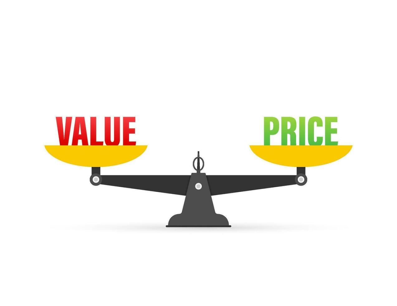 Value and Price balance on the scale. Balance on scale. Business Concept. Vector illustration
