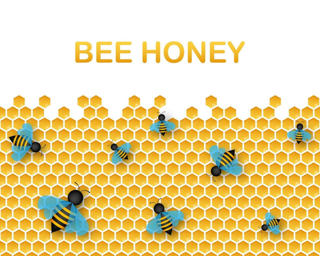 Hexagon natural honey struct. Bee honeycomb. Insects and honey. Vector illustration