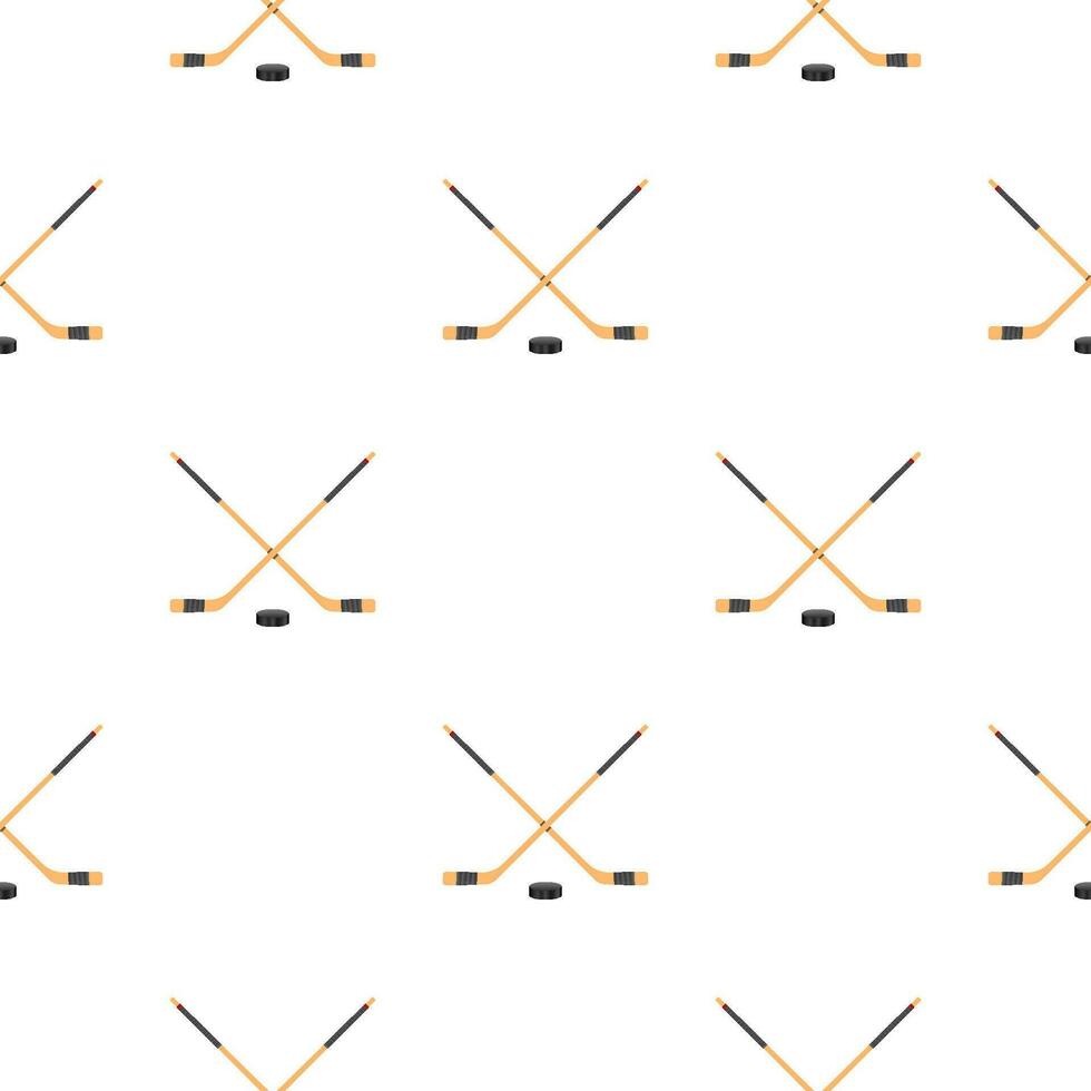 Ice Hockey puck and sticks pattern. Sport symbol. Vector Illustration isolated on white background.