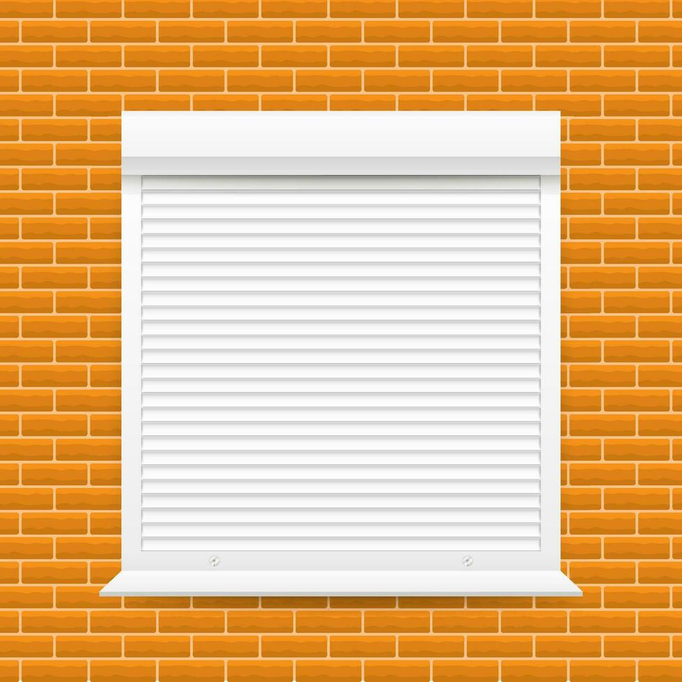 Roll up shutter on white backgroun. vector stock illustration.