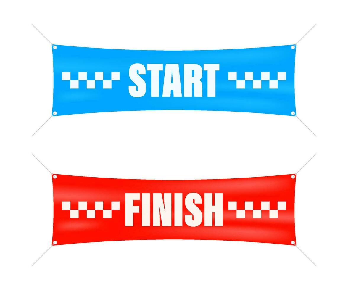 Start finish. Winner banner. Flat line cartoon vector illustration