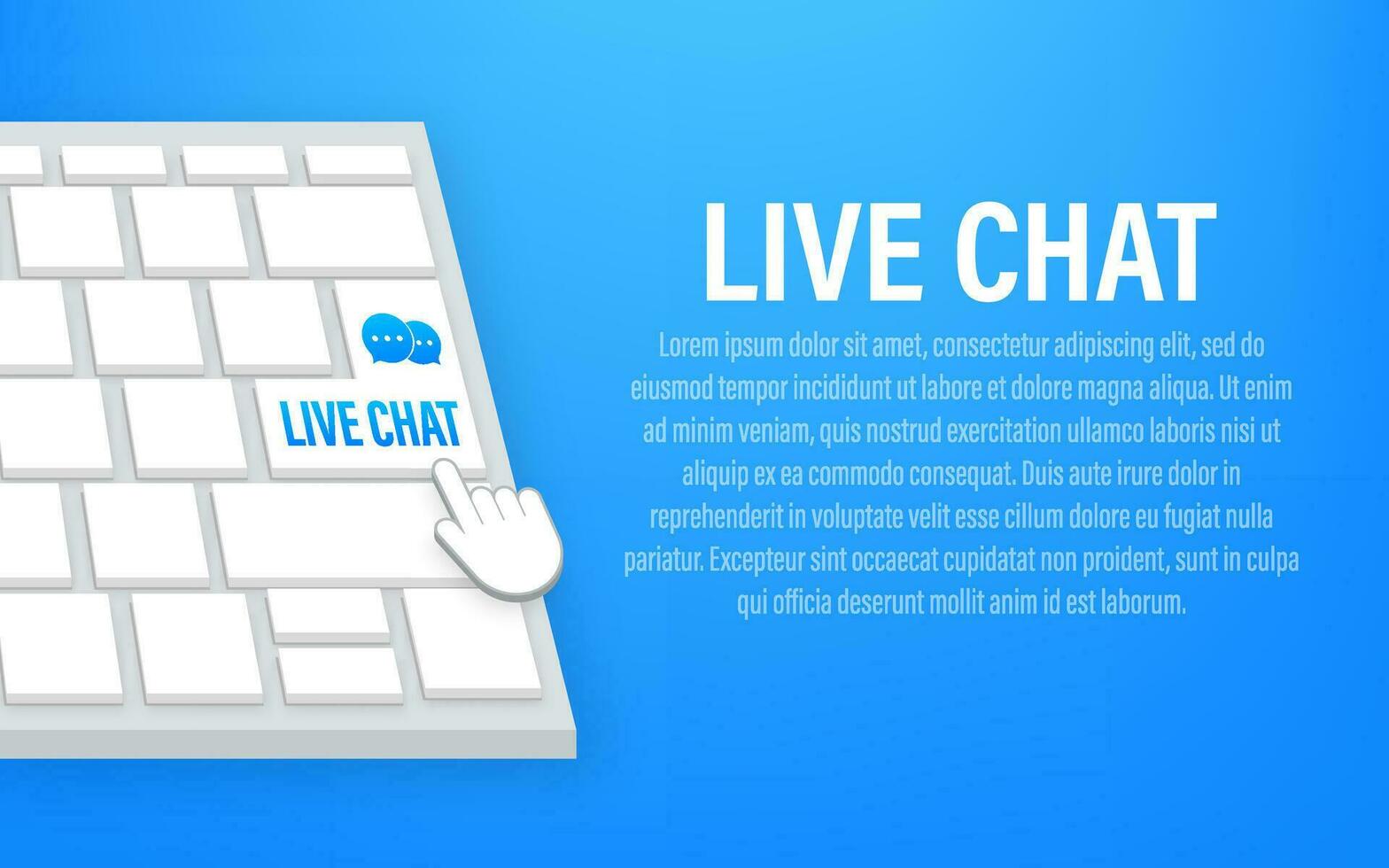 Live chat button on keyboard. Vector stock illustration