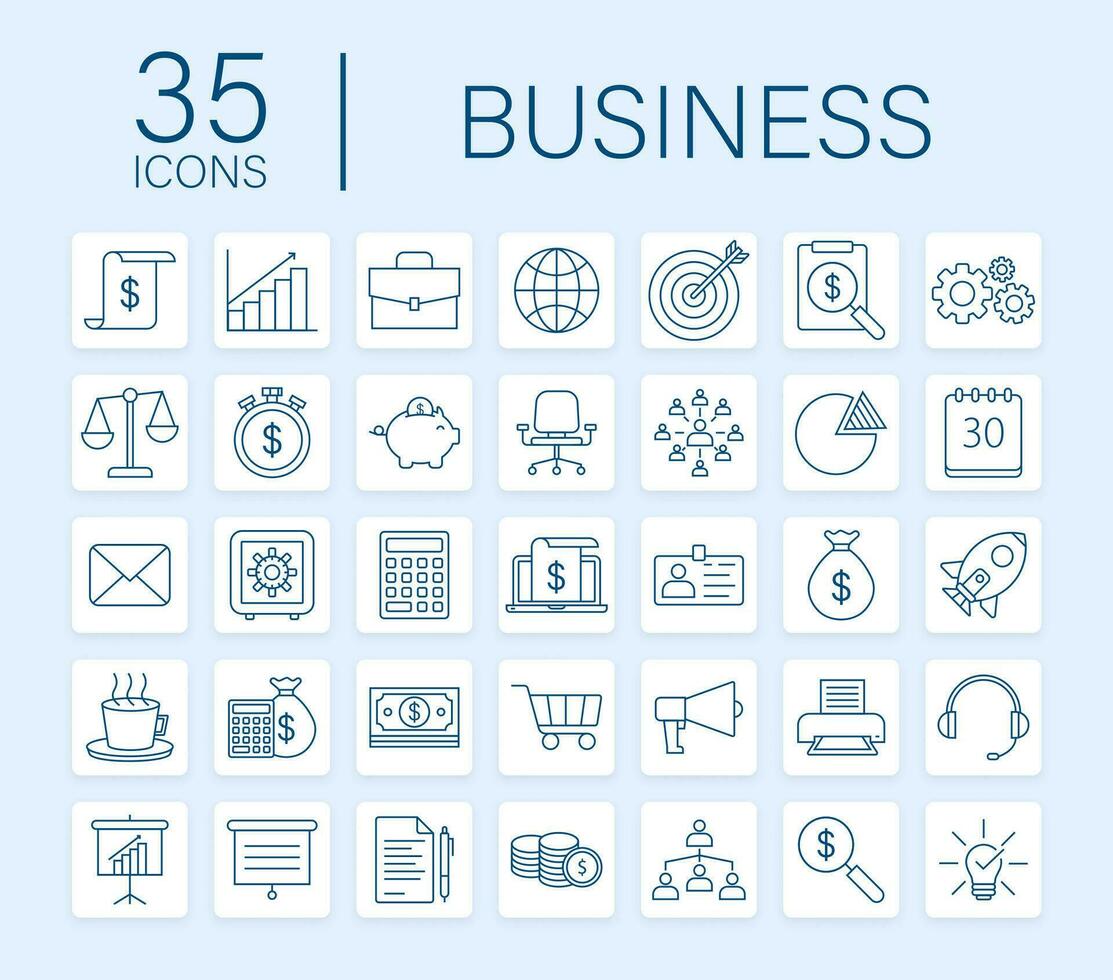 Global network connection. Business line icon set. Marketing network. Money line icon set. Vector stock illustration