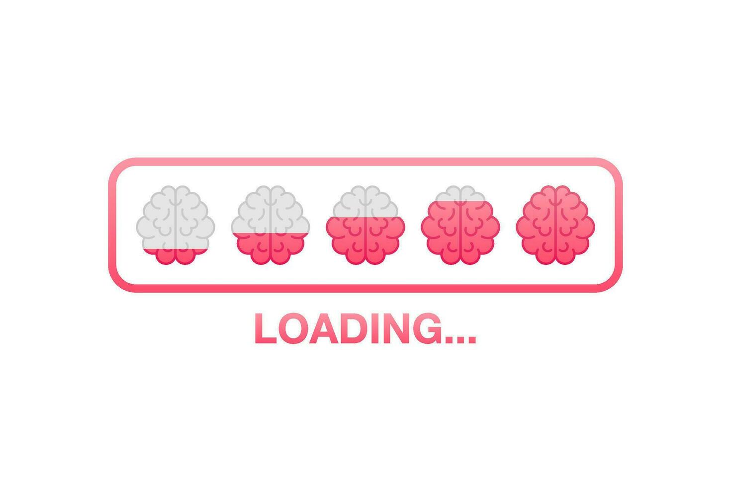 Idea loading concept with idea brain processed on a lightbulb bar. Vector stock illustration