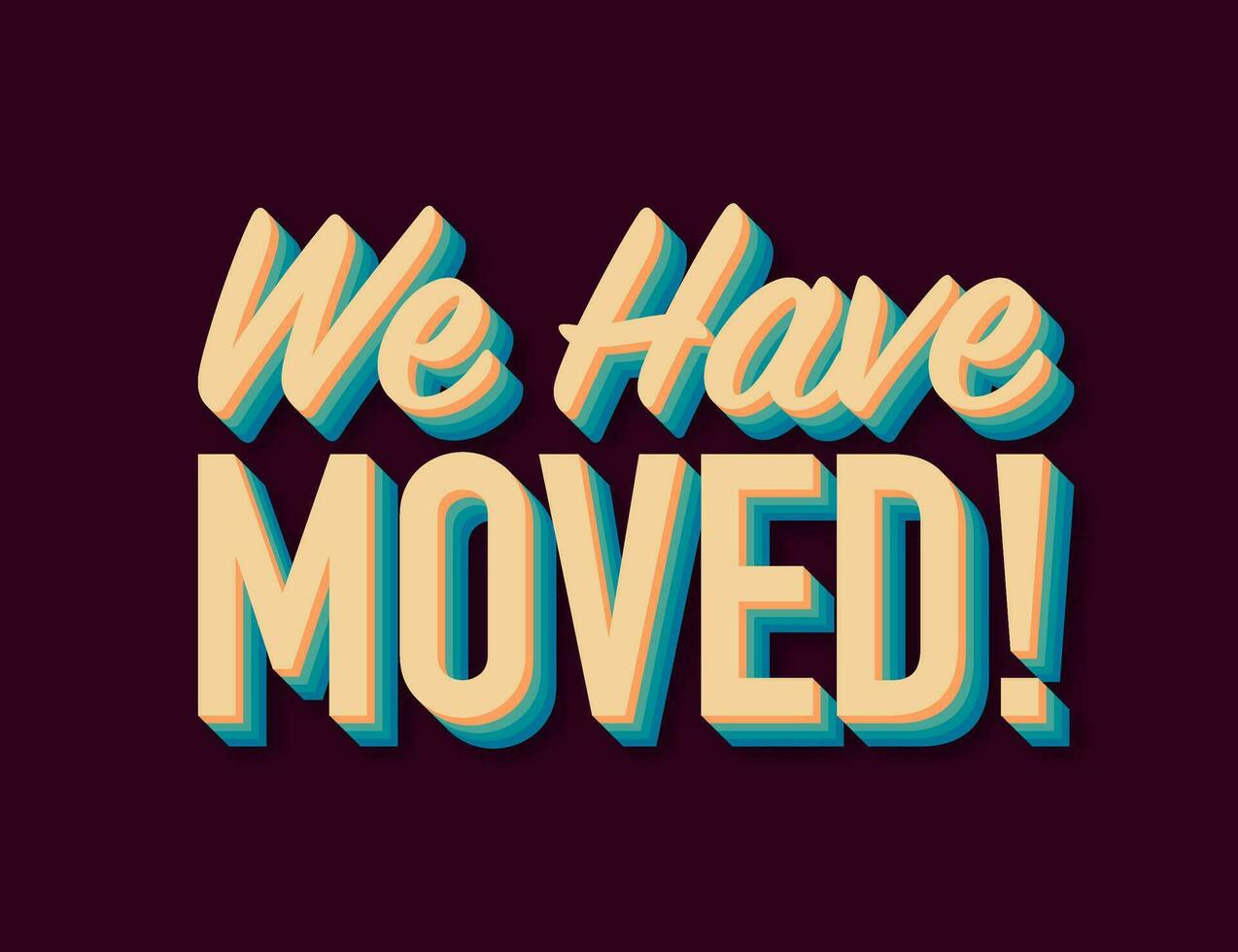 We have Moved text in retro style. Vector illustration