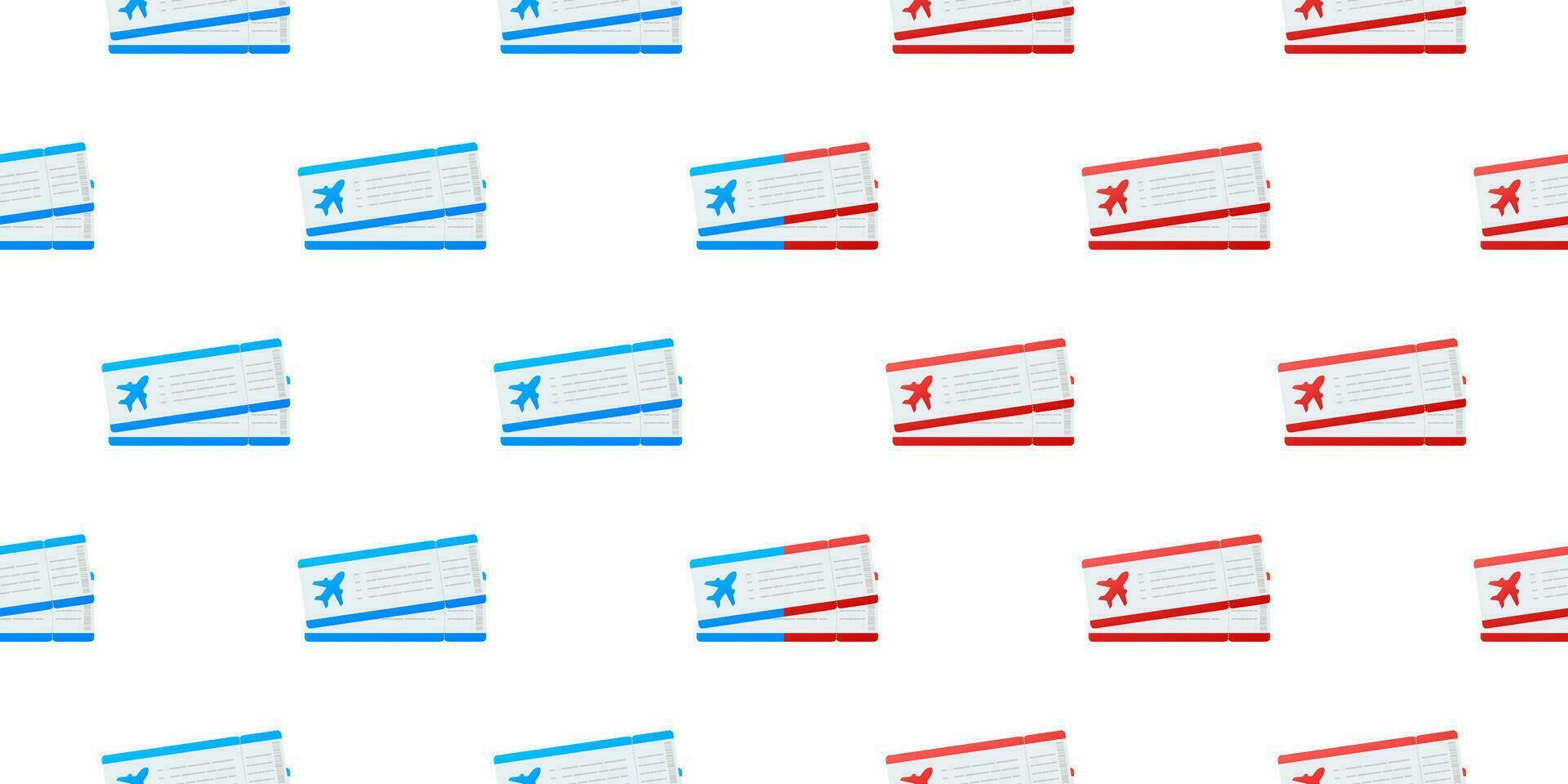 Airline tickets or boarding pass flat pattern. Vector stock illustration