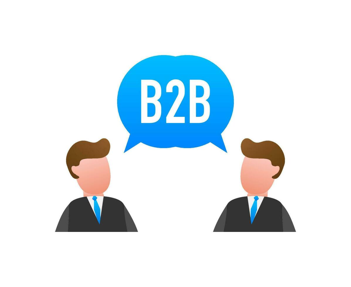 B2B sales person selling products. Business to business sales, B2B sales method. Vector illustration
