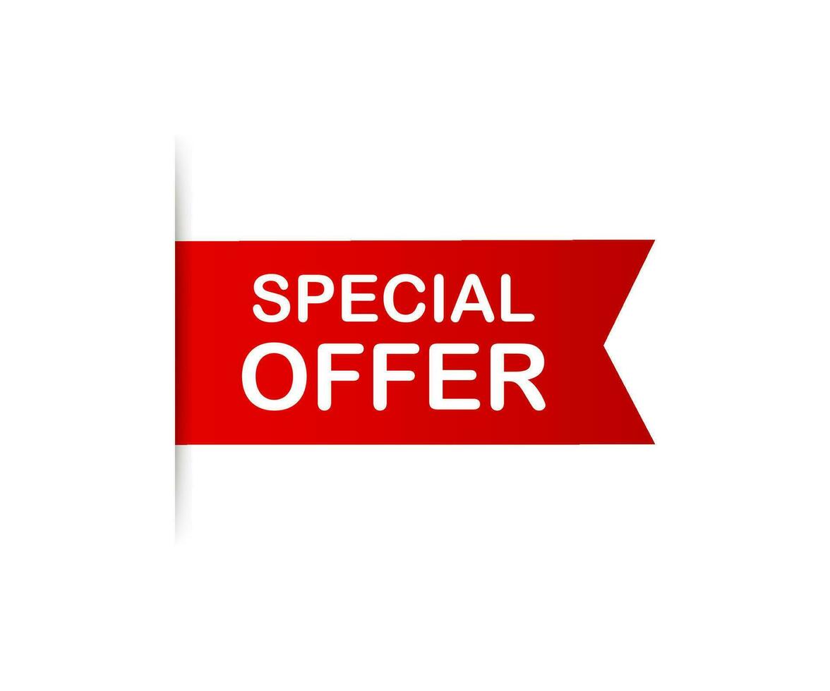 Special Offer grunge style red colored. Red ribbon. Discount label. Vector stock illustration
