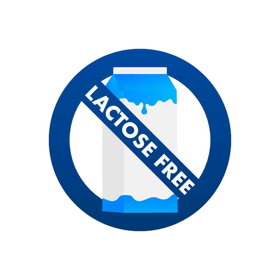 Lactose free icon. Vector contains no lactose label for healthy daiy food product package. Vector illustration.