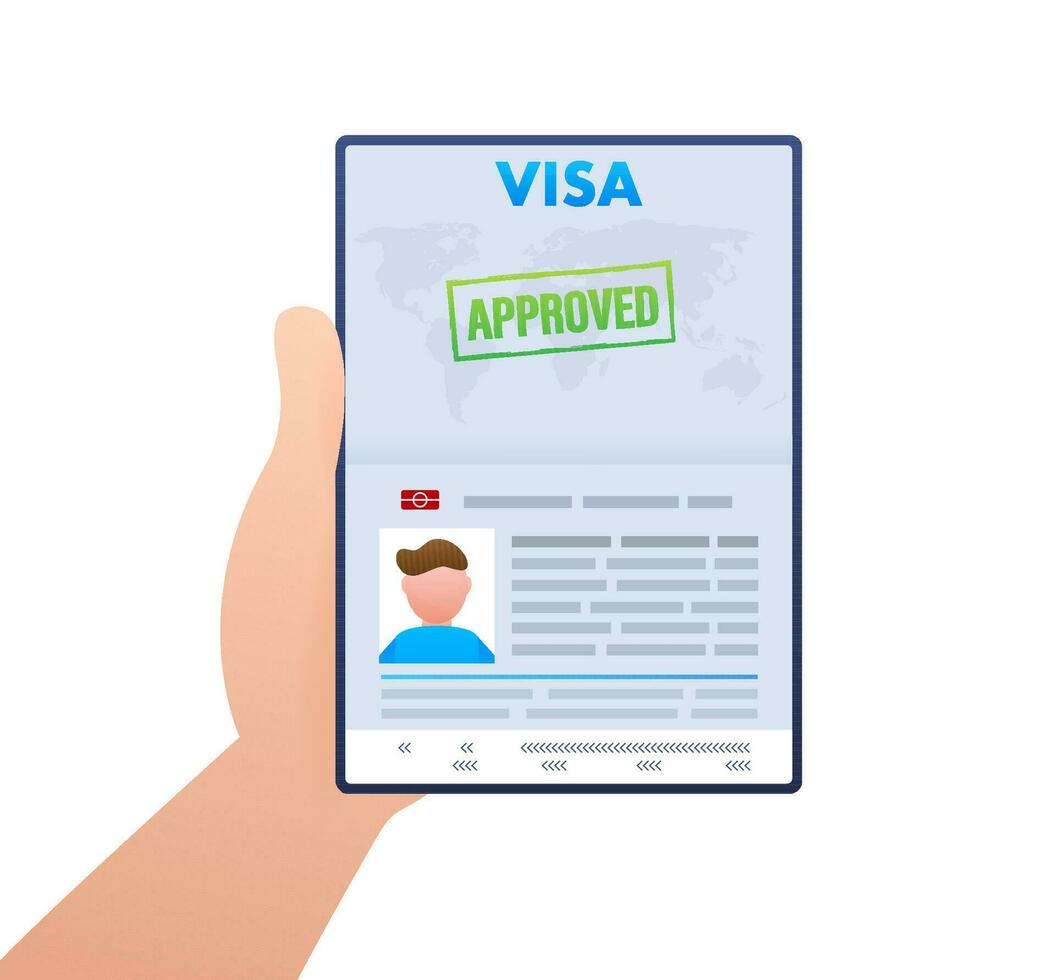 Visa application. Travel approval. Immigration visa. Vector stock illustration.