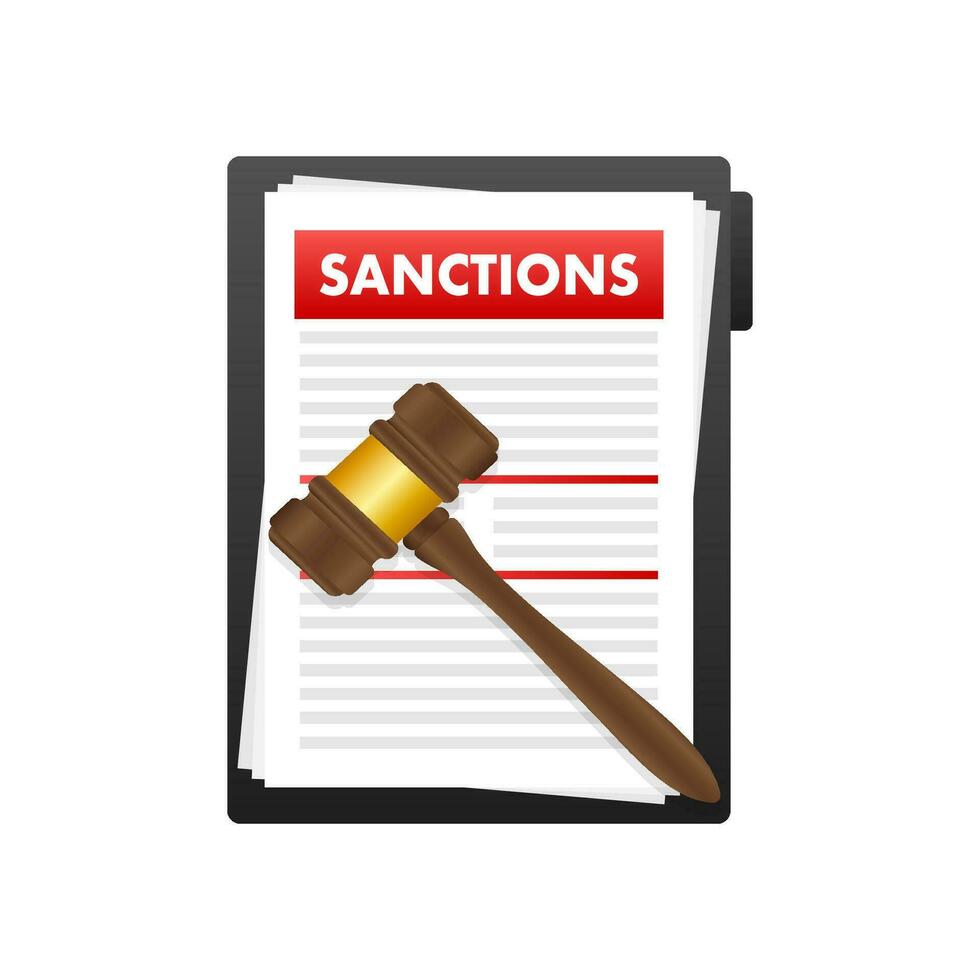 Sanctions document. Diplomatic conflict or business problem. Vector stock illustration