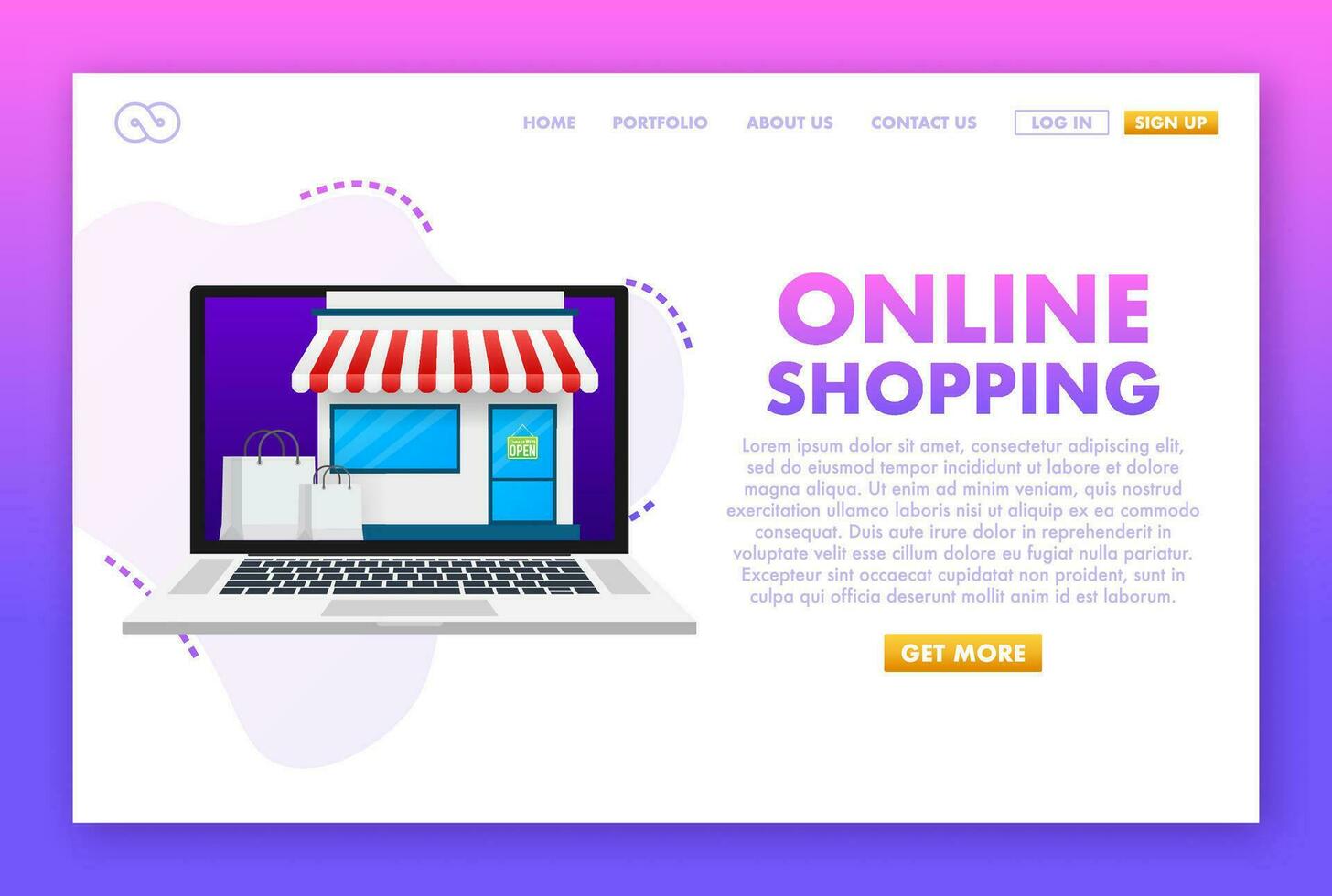 Shopping Online on Website. Online store, shop concept on laptop screen. Vector illustration.