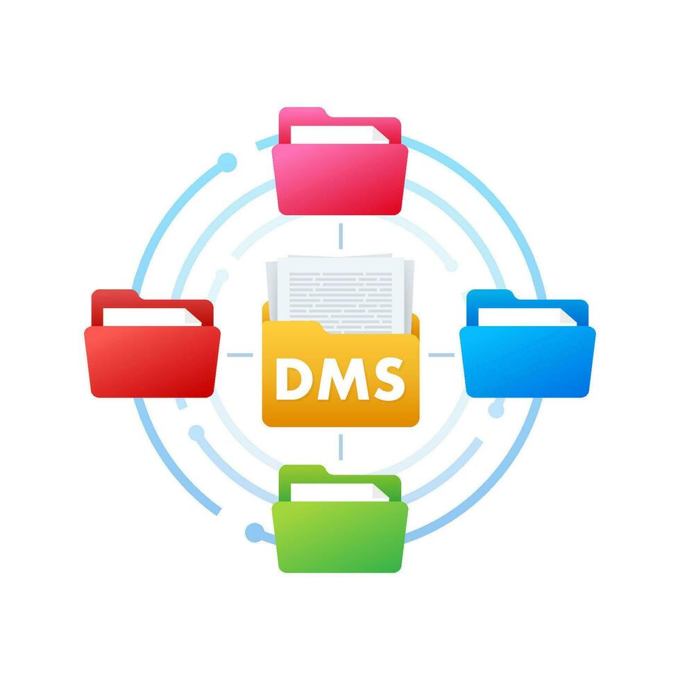 DMS document management system. Digital business. Cloud storage icon. Digital data. Vector stock illustration