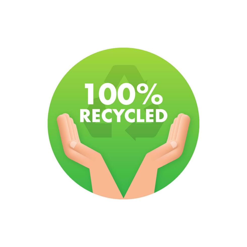 Button for paper design. Sustainable packaging. Flat 100 percent recycled for paper design. vector
