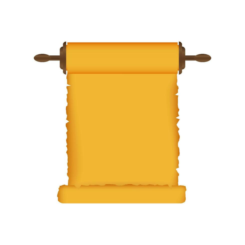Rolled old papyrus file mockup. Realistic illustration of rolled old papyrus file. Vector illustration