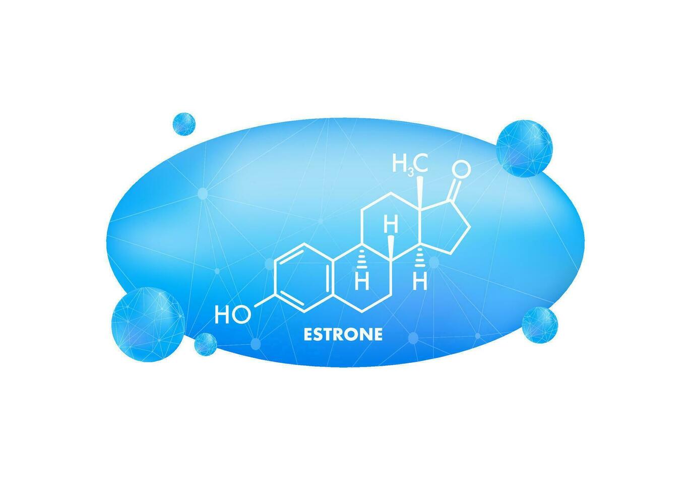 Estrone formula. Estrogens vector chemical formulas.