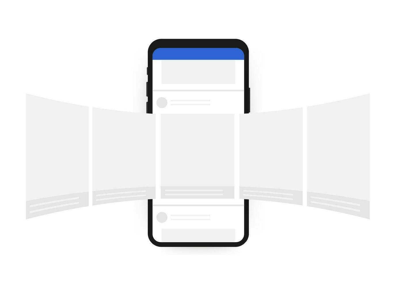 teléfono inteligente con interfaz carrusel enviar en social red. vector valores ilustración