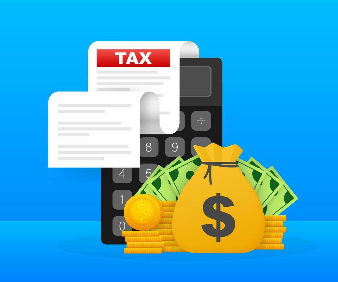 Tax document in flat style. Flat vector illustration. Online tax payment