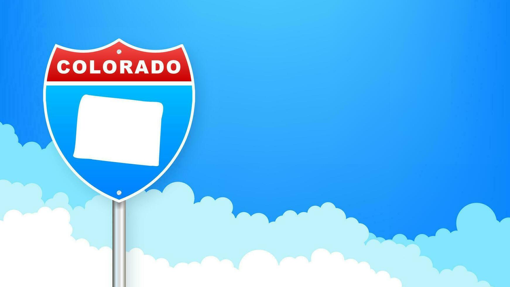 Colorado state map outline road sign. Vector illustration