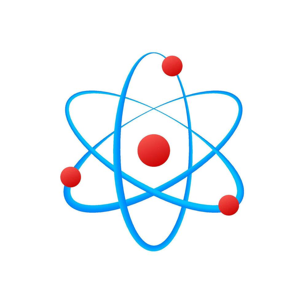 átomo icono vector, átomo símbolos en blanco antecedentes vector