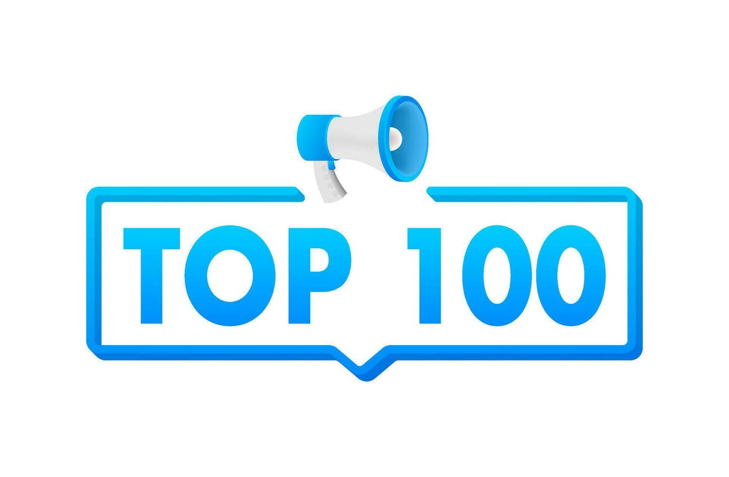 Top 100   Top One hundred colorful label on white background. Vector illustration