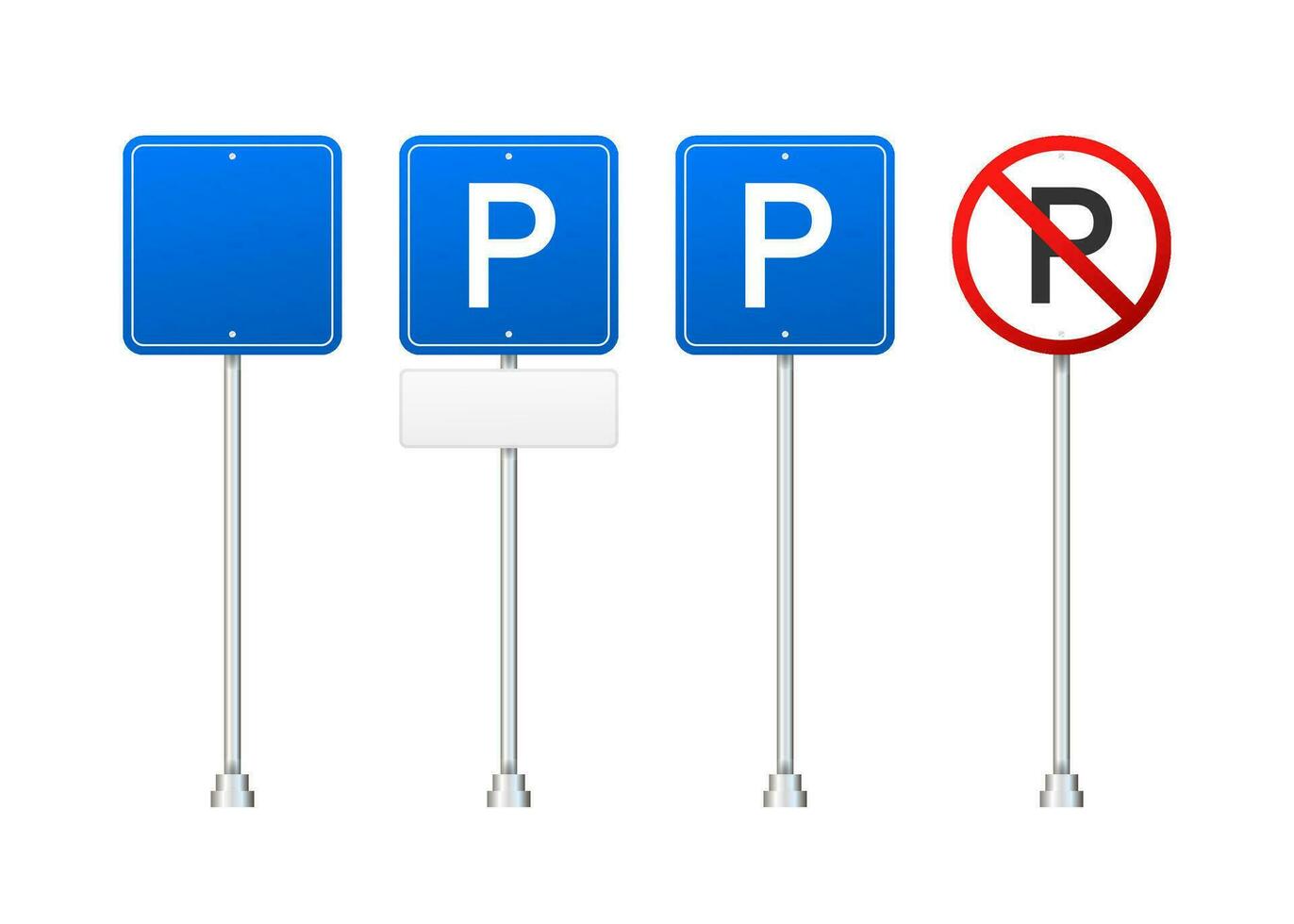 Template with blue parking. Logo, icon, label. Parking on white background. Web element. Vector stock illustration