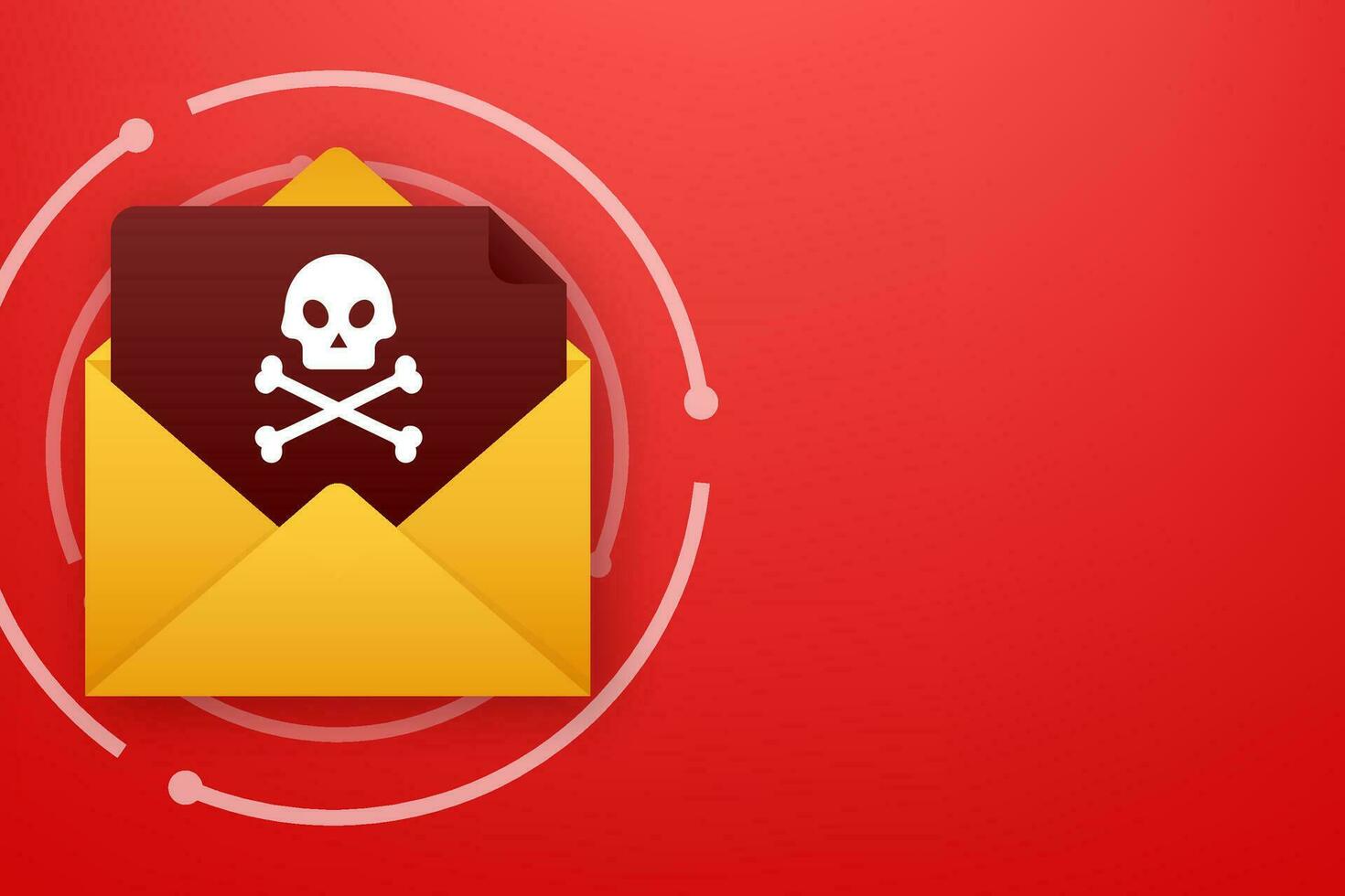 Red email virus. Computer screen. virus, piracy, hacking and security, protection Vector stock illustration