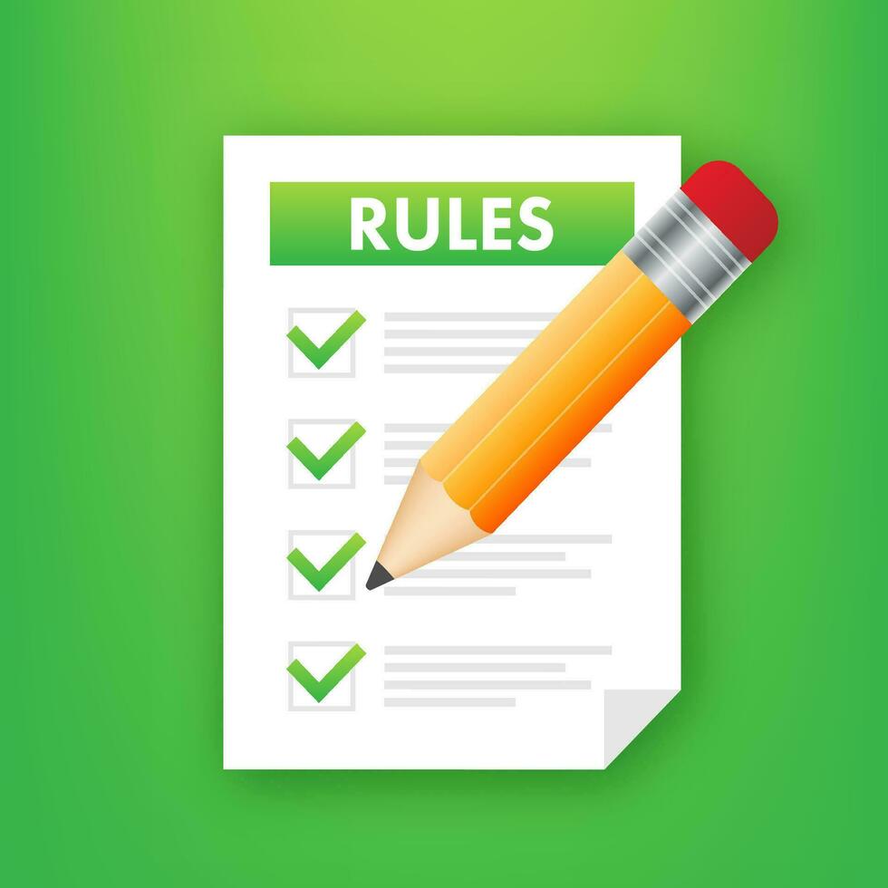 Rules and regulations concept. reading guidance. Vector stock illustration