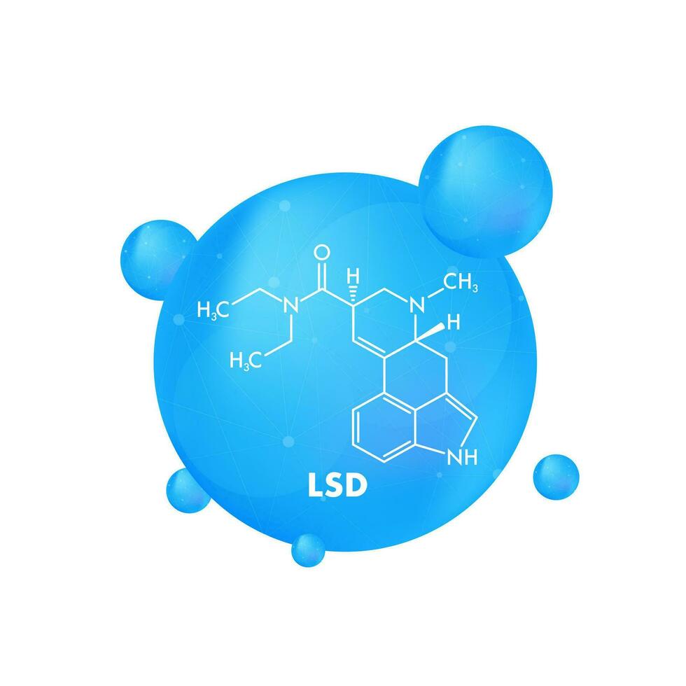 LSD fórmula. LSD lisérgico ácido dietilamida fármaco fórmula. vector