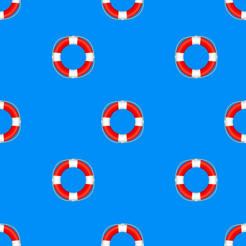 Realistic Style, lifebuoy pattern on White Background. Vector stock illustration