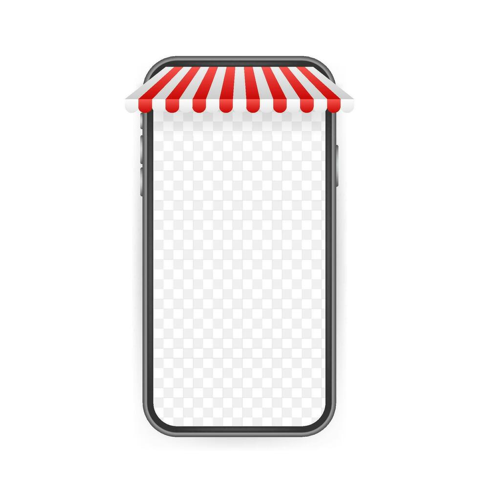 Shopping Online on Website. Online store, shop concept on smartphone screen. Vector stock illustration