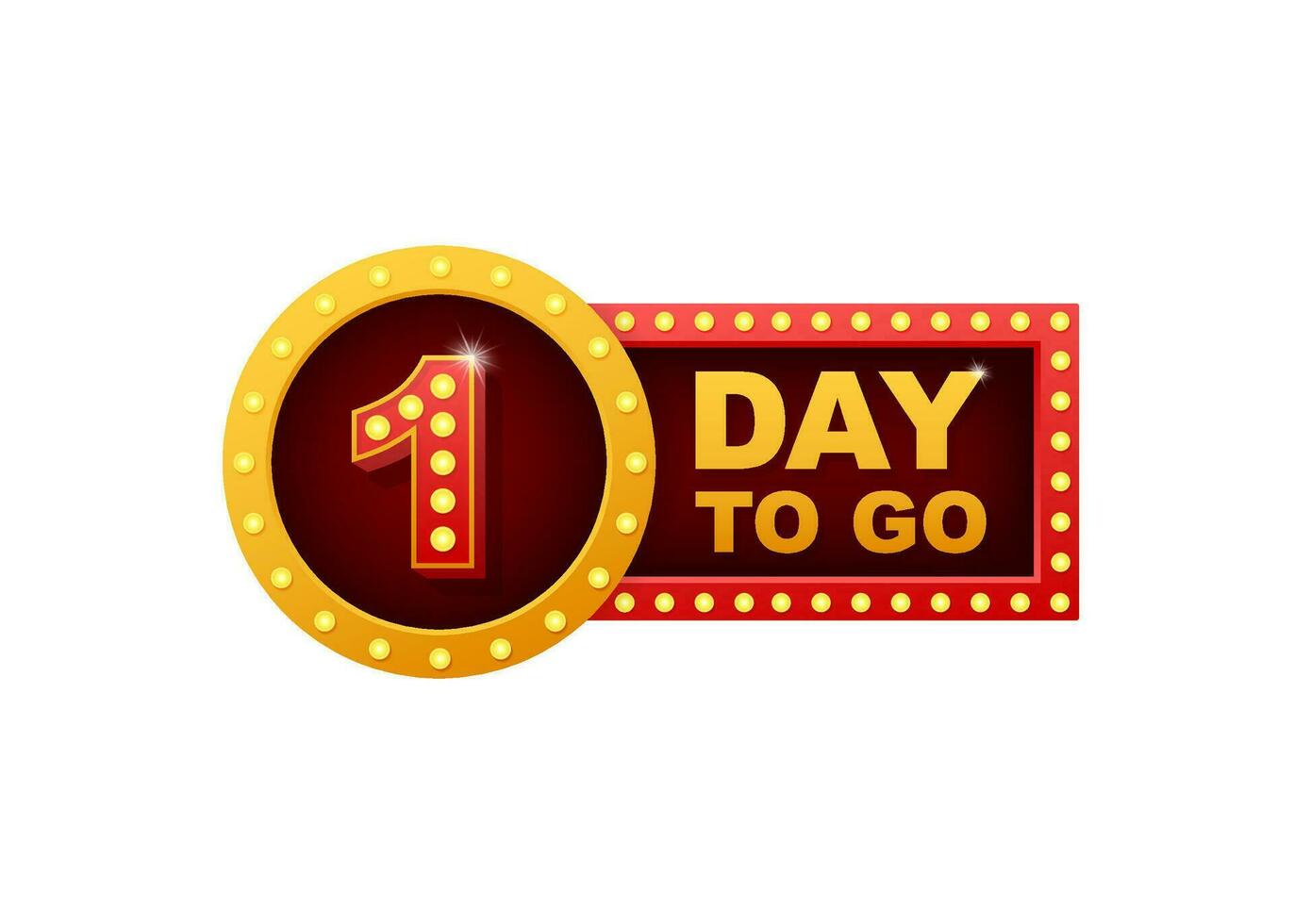 One day to go. Flat icon. Vector typographic design. Vector illustration