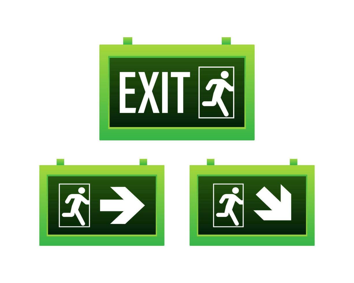 Emergency exit sign. Protection symbol. Fire icon. Vector stock illustration