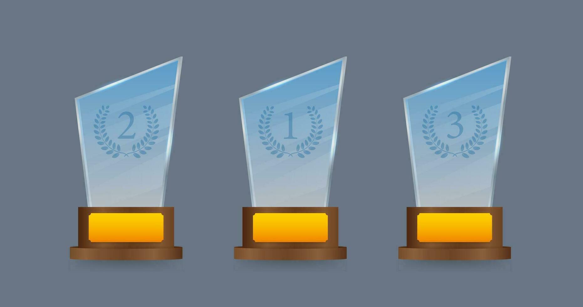 Glass award concept background. Golden trophy clipart. Vector template. Template for banner design. Winner certificate
