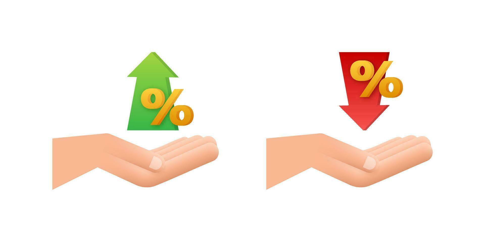 Percentage with arrow up and down. Banking, credit, interest rate. Vector stock illustration