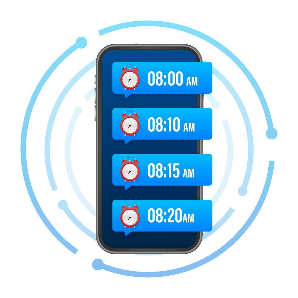 dibujos animados Bosquejo con negro alarma teléfono inteligente teléfono inteligente Bosquejo. calendario recordatorio. mensaje notificación icono vector